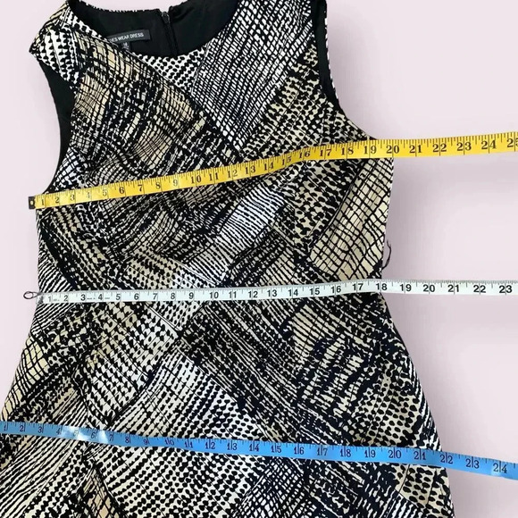 Jones Wear Vintage Casual Sleeveless Shift Dress Stretch Belt 14 Geometric Brown - Picture 14 of 16